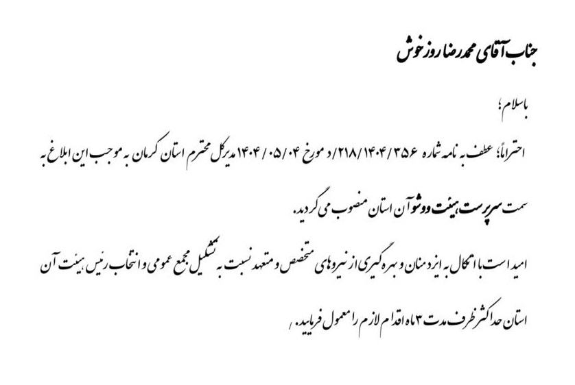 سرپرست هیأت ووشو استان کرمان منصوب شد